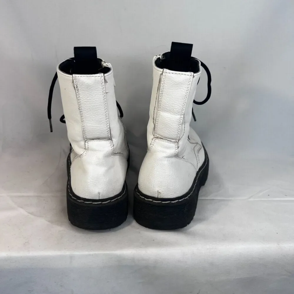 Sincerely Jules White Lace Up "Harley" Combat Hiking Boots Y2K Skater Size 8.5M - Picture 9 of 16